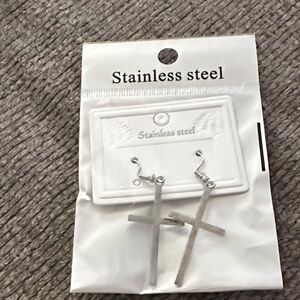 Stainless Steel Cross Earrings